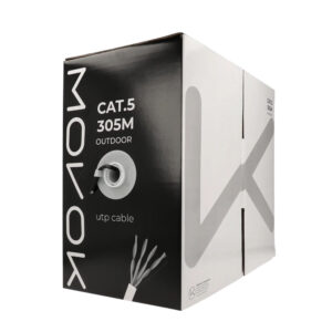 MOVOK VK-UTP-305M-CAT5E-CCA Buitenstijf UTP-kabel 305 m, 24AWG, zwart