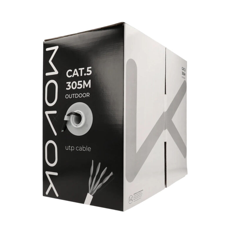 MOVOK VK-UTP-305M-CAT5E-CCA Buitenstijf UTP-kabel 305 m, 24AWG, zwart