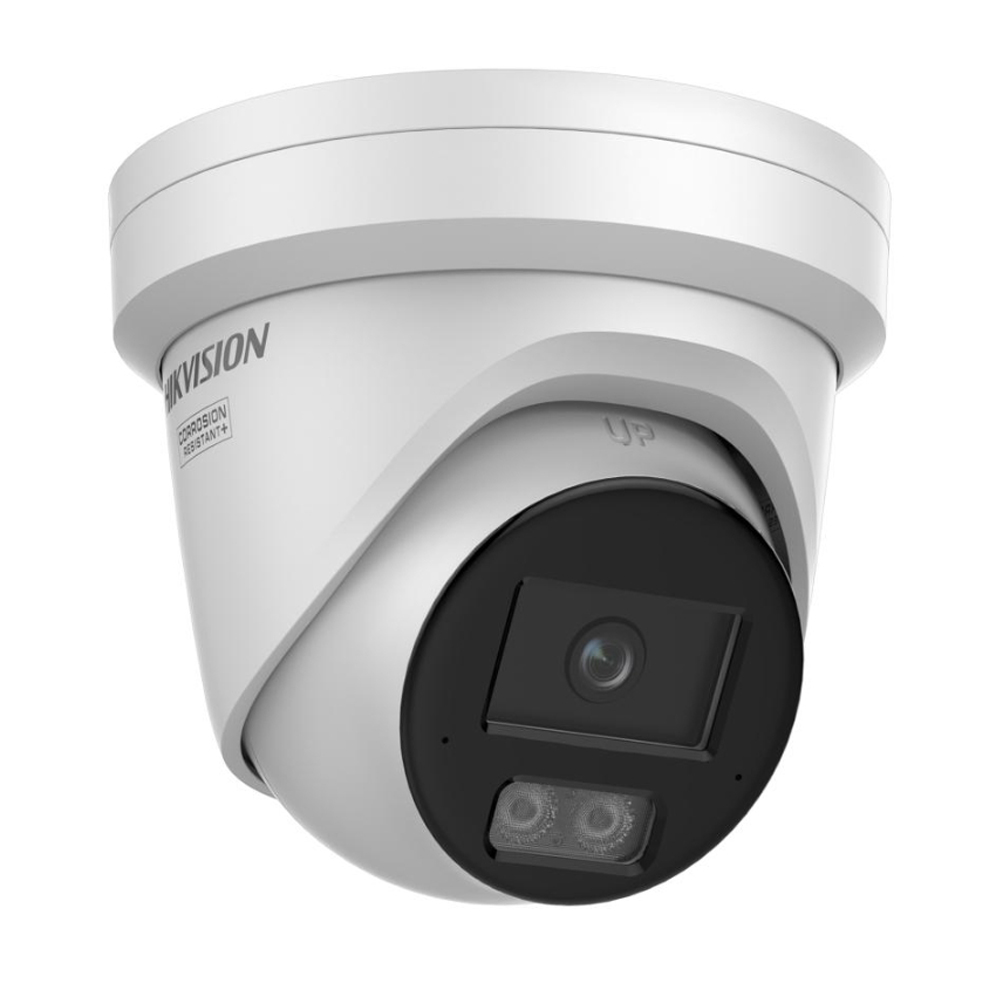 White dome security camera with lensHikvision DS-2CD2387G3-LIS2UY/SL 2,8mm 8MP ColorVu Turret Camera