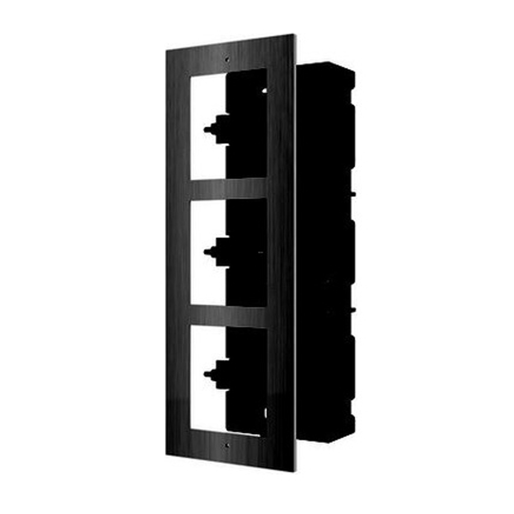 Hikvision DS-KD-ACF3 3-Module Montageframe met Voorpaneel – Zwart Aluminium